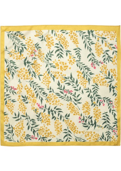 Sarı Çiçek Desenli Kare Fular fiyatları