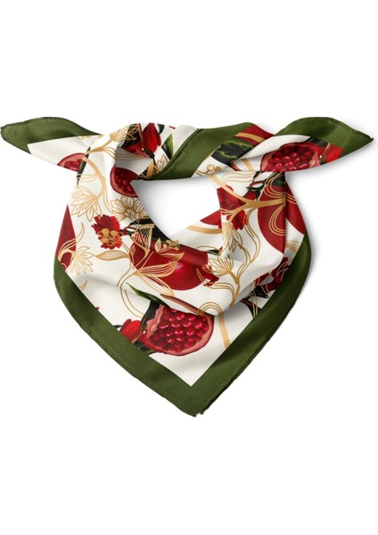 Krem Zemin Nar Desenli Fular