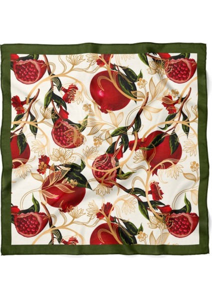 Krem Zemin Nar Desenli Fular modelleri