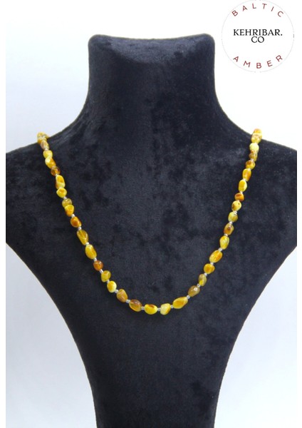 Damla Kehribar Yetişkin Kolye Hediyelik Natural