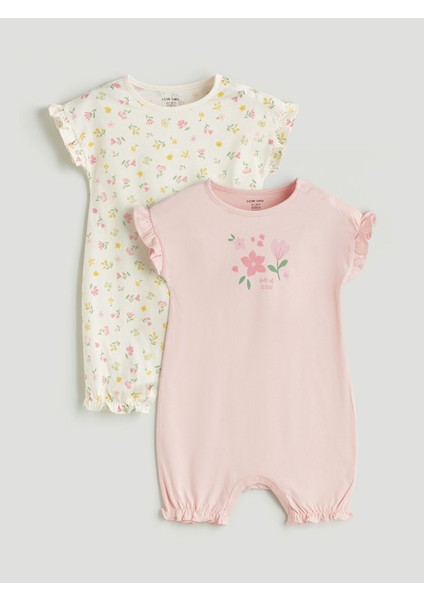 Yeni Sezon Bisiklet Yaka Çiçekli Kız Bebek Tulum 2'li