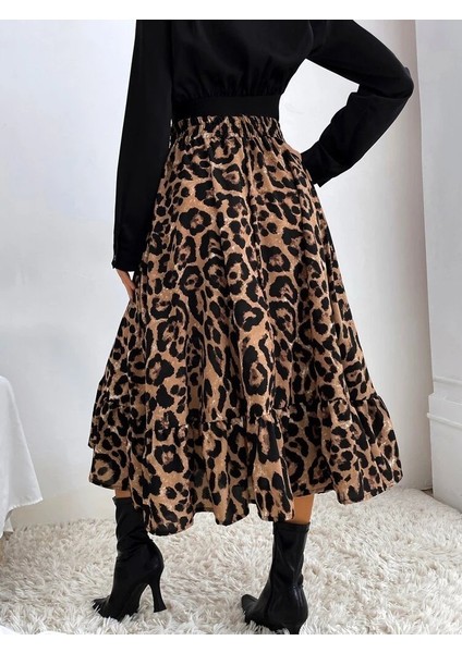 Kadın Uzun Kollu Kruvaze Yakalı Ithal Krep Bluz ve Leopar Desenli Süprem Uzun Elbise fırsatları