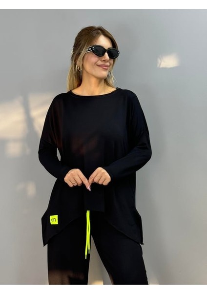 Kadın Iki Iplik Viskon Pamuk Kumaş Arma Detaylı Ikili Takım fırsatları