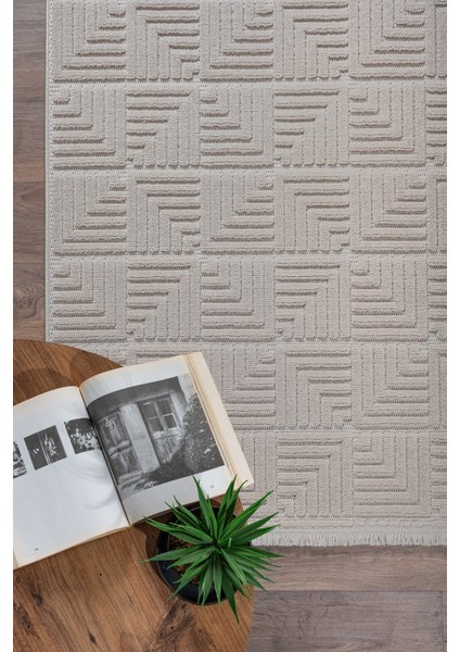 Liya Iskandinav Bej Bukle Halı Salon Yatak Odası Koridor Halısı Yolluk Bej Halı