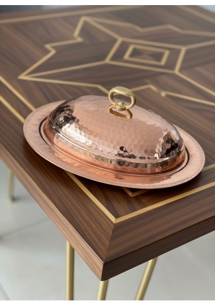 Bakır Servis Tabağı Kapaklı El Dövmesi 30 cm modelleri