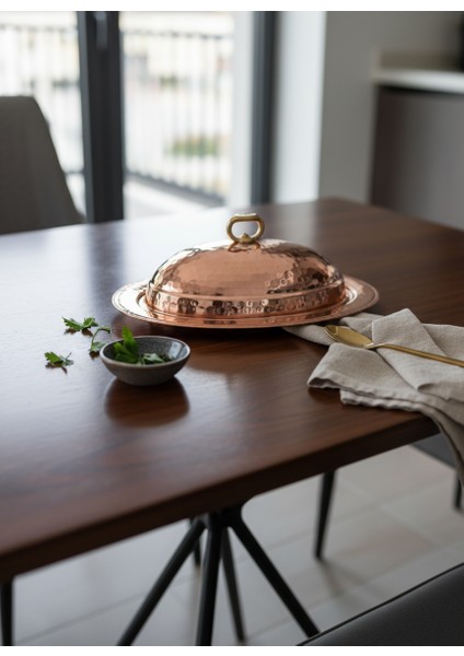 Bakır Servis Tabağı Kapaklı El Dövmesi 30 cm fırsatları