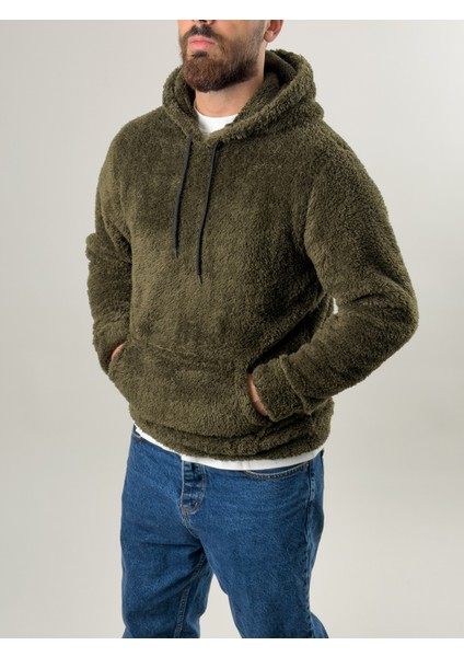 Erkek Haki Peluş Polar sweatshirt COC2570 fiyatları