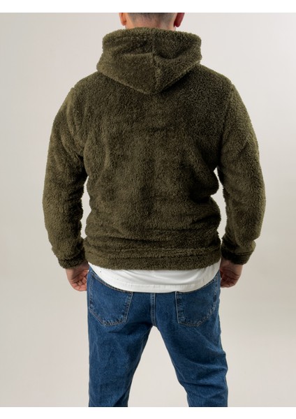 Erkek Haki Peluş Polar sweatshirt COC2570 fırsatları
