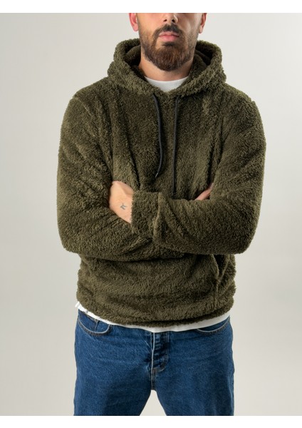 Erkek Haki Peluş Polar sweatshirt COC2570 indirimleri