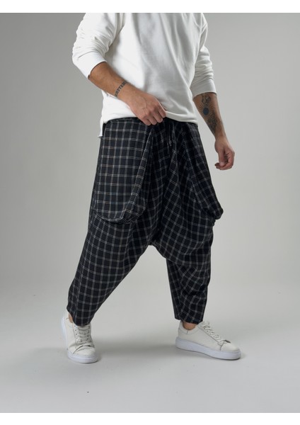 Erkek Ince Ekose Avangard Şalvar COC2572