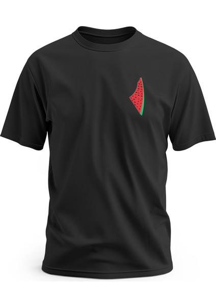 Tişört, Kısa Kollu, Filistin Haritası ve Karpuz Tasarımlı Modern Tişört