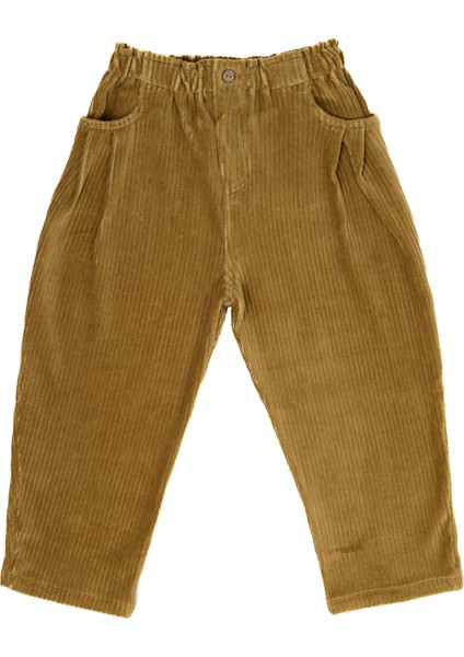 Unisex Mustard Kadife Pantolon