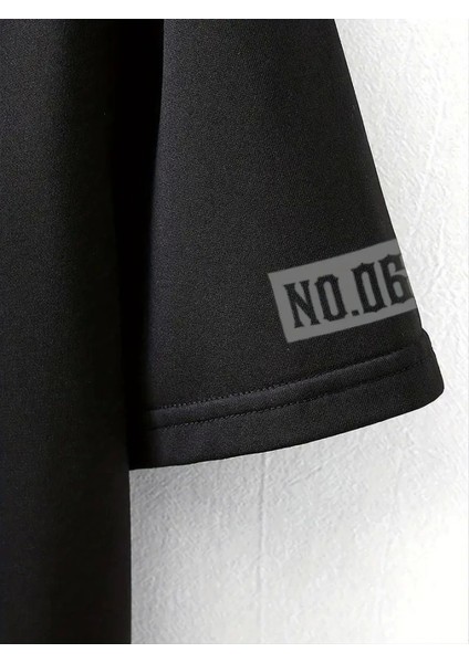 Baskılı Oversize Bisiklet Yaka T-Shirt - Siyah modelleri