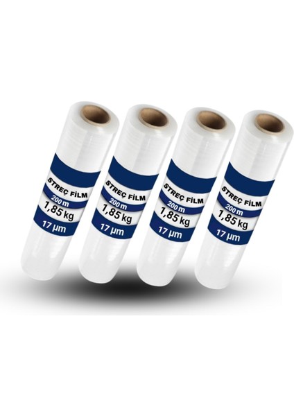 Şeffaf El Tipi Streç Film 4 Adet 17 Mikron 200 Metre 4x1,85kg
