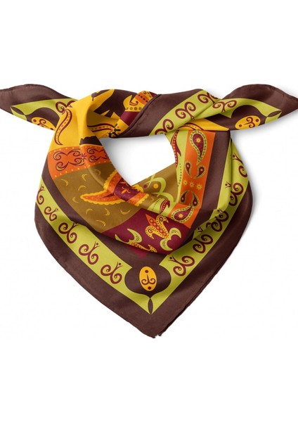 Kahverengi Etnik Desenli Fular