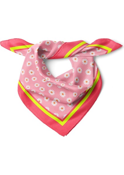 Pembe Papatya Desenli Fular