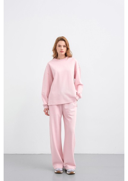 Pembe Kadın Oversize Pike Dokulu Bol Paça Alt-Üst Takım fiyatları