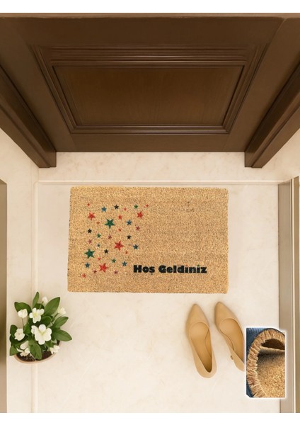 Stelle Colorate 40X60 cm Coco Kapı Önü Paspası Renkli Yıldız