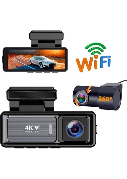 M6 Araç Içi Dikiz Dashcam 2 Kameralı Gps Wifi 4K Araba Kamerası fırsatları