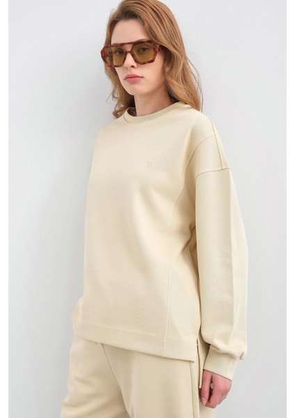 Sarı Kadın Oversize Pike Dokulu Bol Paça Alt-Üst Takım