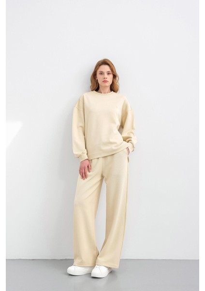 Sarı Kadın Oversize Pike Dokulu Bol Paça Alt-Üst Takım fiyatları