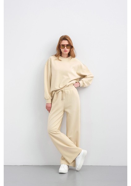 Sarı Kadın Oversize Pike Dokulu Bol Paça Alt-Üst Takım modelleri