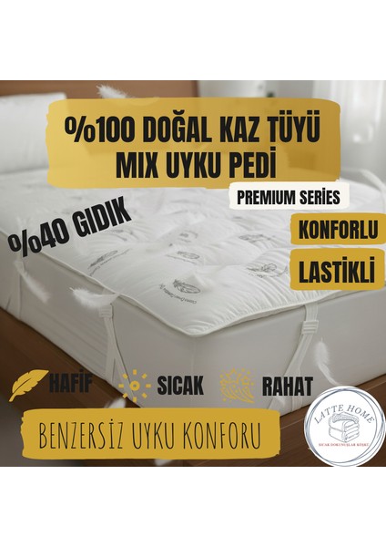 %100 Doğal Kaz Tüyü Mix Yatak Pedi – Premium Serisi | Lastikli – 90X190 / 100X200 / 120X200 / 140X200 / 150X200 / 160X200 / 180X200 – Ultra Konfor & Isı Dengesi