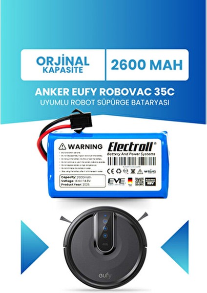 Eufy Robovac 12 Uyumlu 2600mah Lityum Batarya (Özgün Kapasite) Robot Süpürge Aksesuarı indirimleri