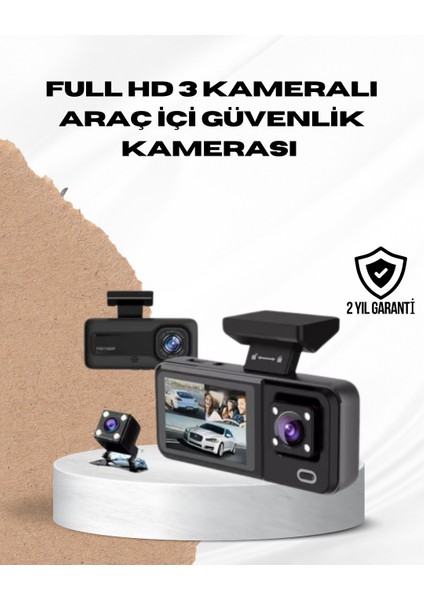 Wi-Fi Bağlantılı Full Hd Araç Kamera Seti 3 Kameralı Park Koruma ve Döngü Kay - FEİ3635-391