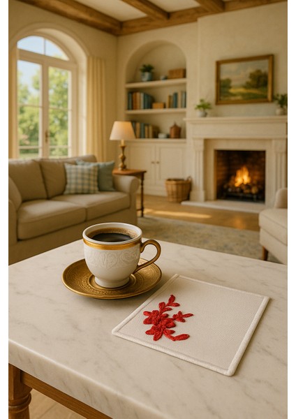 El Emeği Premium Kahve Sunum Altlığı – Nakışlı Şık Sunumluk,yılbaşı Hediyelik Özel Ürün fırsatları