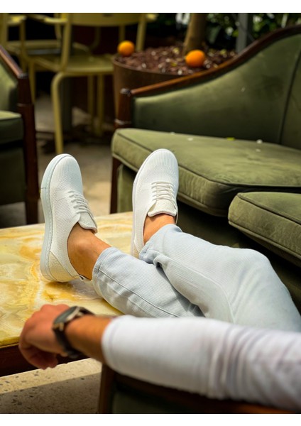 KB-101 Kuback Beyaz Triko Bağcıklı Günlük Erkek Ayakkabı