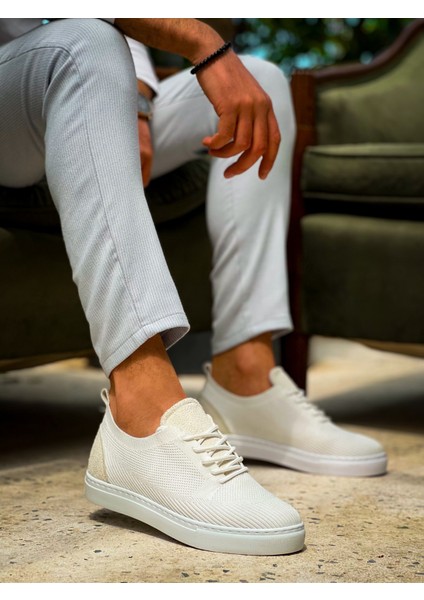 KB-101 Kuback Beyaz Triko Bağcıklı Günlük Erkek Ayakkabı
