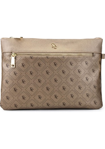 Kadın Suni Deri Altın Desen Clutch Çanta 743 2337 Bn Cnt SK25-26 Altın Gfrj