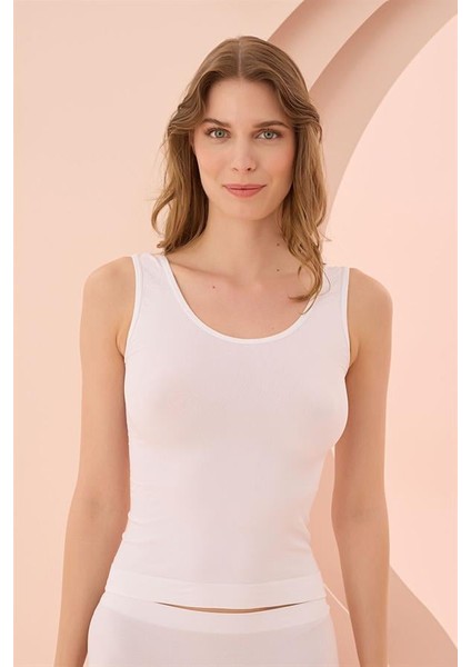 Arias Closet Geniş Askılı Beyaz Ribana Atlet