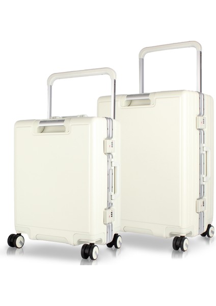 Luna Pc Policarbon 2'li Valiz Seti (Kabin ve Orta) Krem