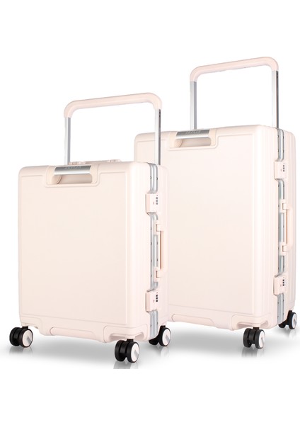 Luna Pc Policarbon 2'li Valiz Seti (Kabin ve Orta) Pembe