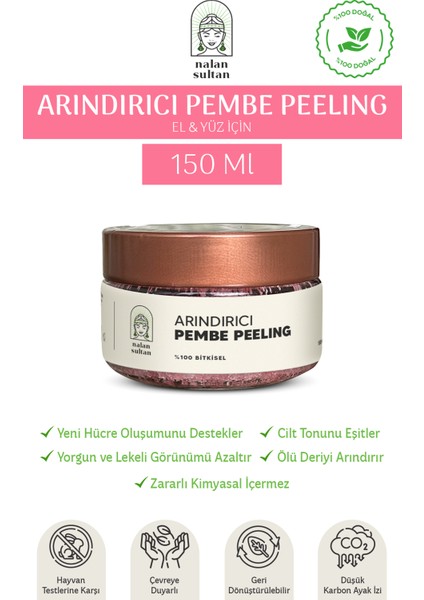 | Arındırıcı Pembe Peeling, Nemlendirir, Ölü Deriyi Arındırır, %100 Bitkisel (150ml)