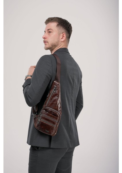 31598 Hakiki Deri Çapraz Çanta