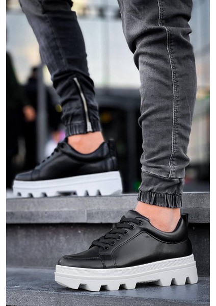KB-056 Kuback Siyah Cilt Beyaz Yüksek Taban Günlük Spor Ayakkabı modelleri