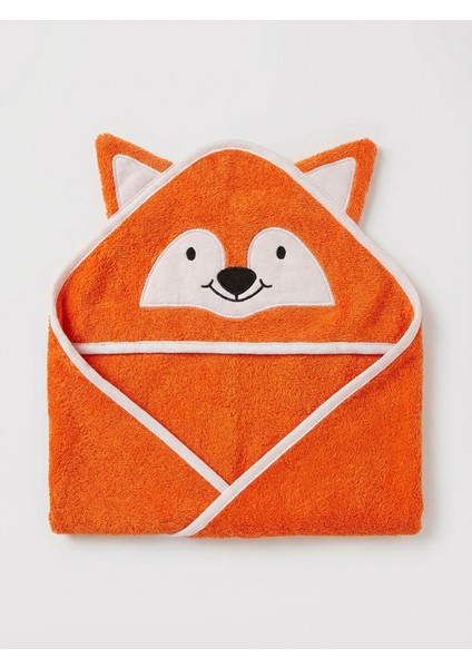 %100 Pamuk Tilki Nakışlı Bebek Havlu Kundak 75X75 cm Fox Turuncu fiyatları
