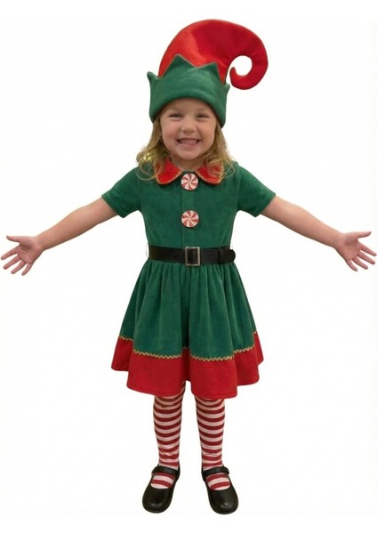 Noel Cini Kız Çocuk Elf Kostümü modelleri