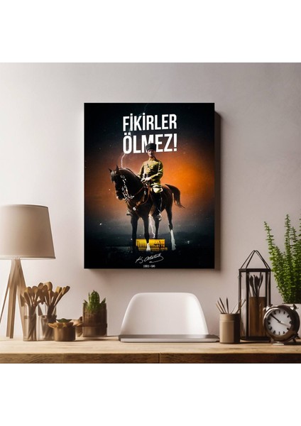 Fikirler Ölmez Atatürk Kanvas Tablo