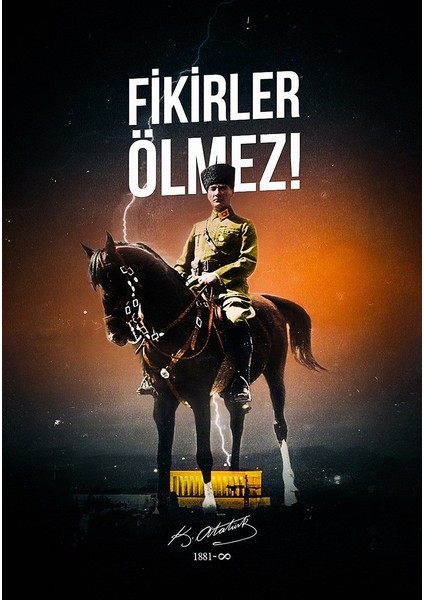 Fikirler Ölmez Atatürk Kanvas Tablo fiyatları
