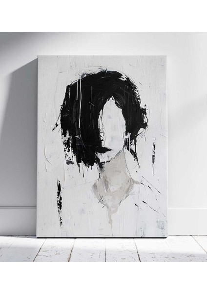 Monokrom Soyut Portre Siyah – Beyaz Kanvas Tablo