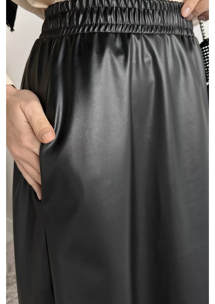 Bel Lastikli Cepli Deri Tesettür Etek P-00019336 fırsatları