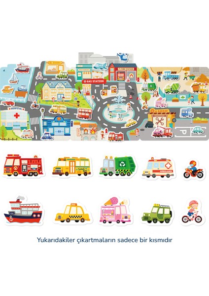 Yeniden Kullanılabilir Jel Çıkartma Seti - Hareketli Trafik