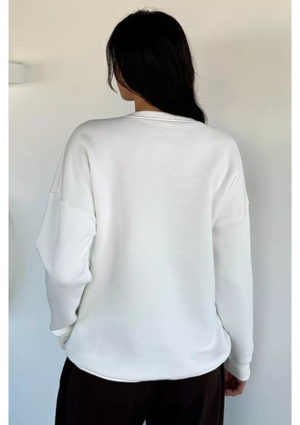 Kadın Bisiklet Yaka Taş Işlemeli Şardonlu Sweatshirt P-00019308 modelleri