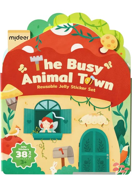 Yeniden Kullanılabilir Jel Çıkartma Seti - Hareketli Hayvan Kasabası