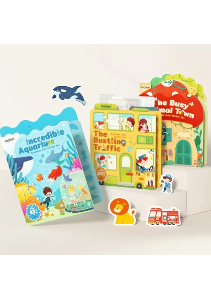 Yeniden Kullanılabilir Jel Çıkartma Seti - Hareketli Hayvan Kasabası