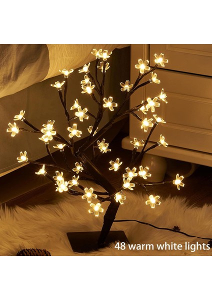 Dekoratif Bonzai Kiraz Çiçeği LED Ağaç 48 LED 50CM Cherry Blossom Tree Light Ayarlanabilir Dallar